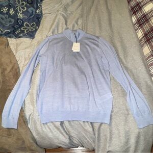 Reiss Men's Sky Blue Zip-Up Sweater